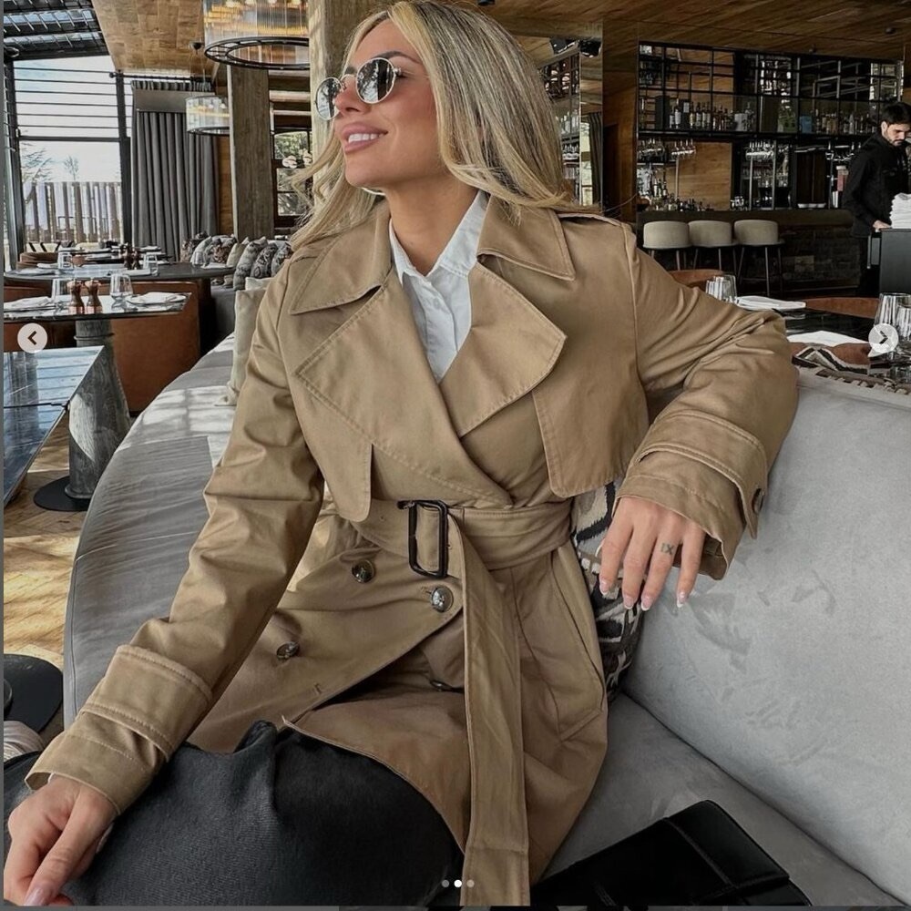 Zara Double-Breasted Tan Trench Coat